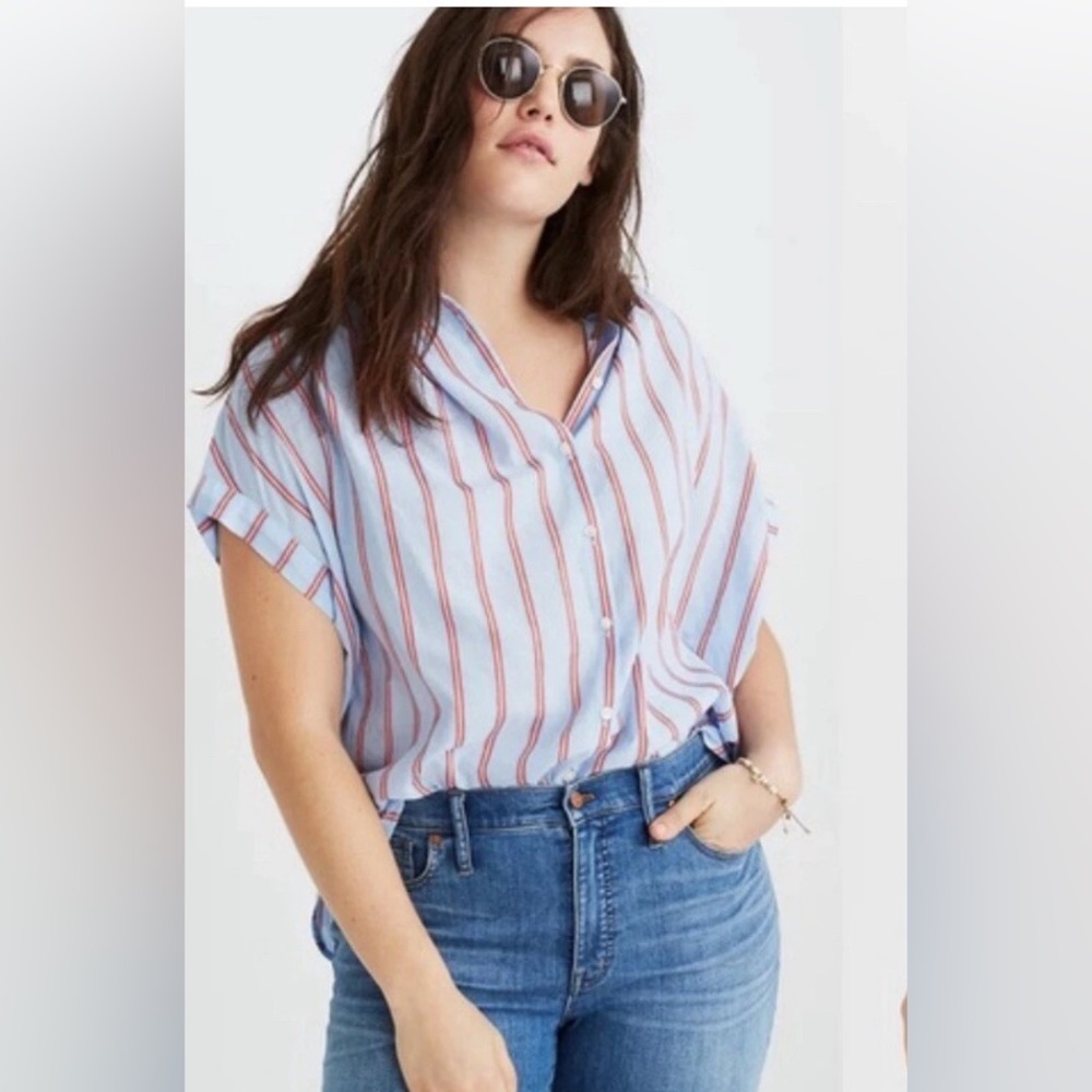 Madewell Light Blue Button-Down Stripe Shirt